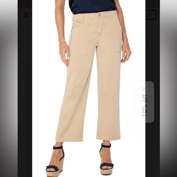 Liverpool Denim - Liverpool Drea Cargo Crop Wide Leg Pants | Size 16 | Utility Pants